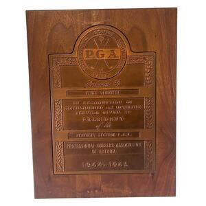 Vintage PGA Kentucky Section President Plaque 1964/65 Vince Genovese Golf Award